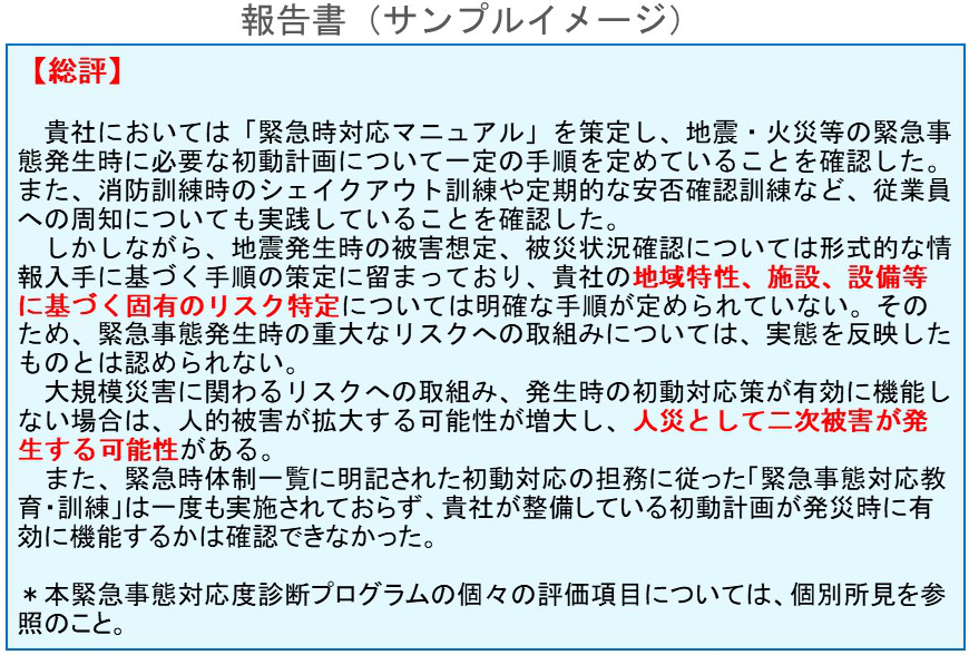 図：報告書（サンプルイメージ）